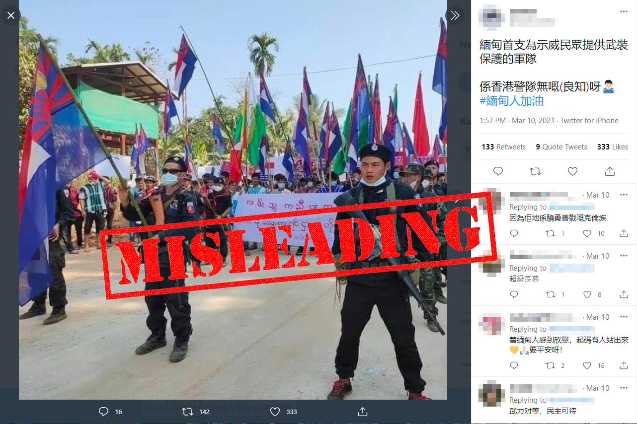 Screenshot of the tweet in question with misleading label 