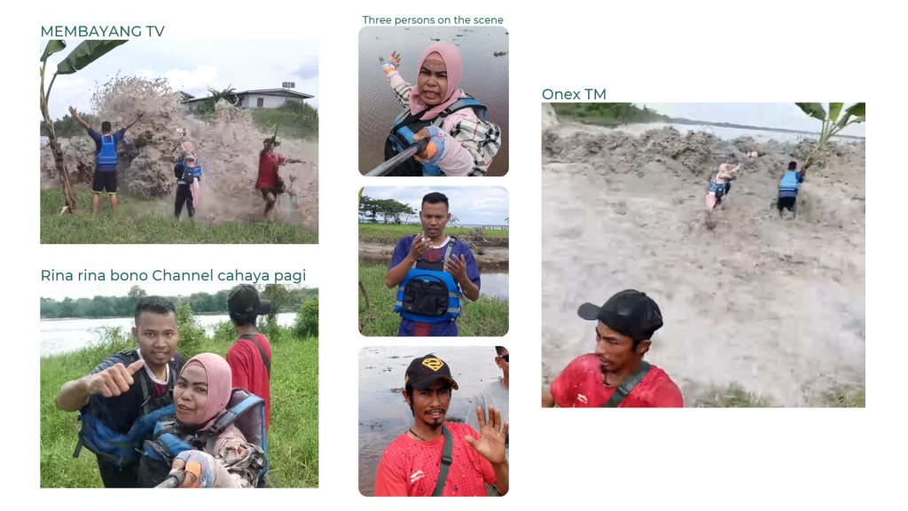 Screenshots of three YouTube videos showing the same three persons.