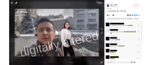 TikTok user Olga_Stiffler in a mashup video in which she inserted herself behind Zelenskyy