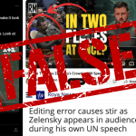 False: Doctored video of Zelenskyy’s UN speech was not aired by Ukranian media outlet