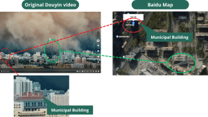 comparison between the Douyin post and Baidu Map
