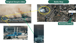 comparison between the Douyin post and Baidu Map