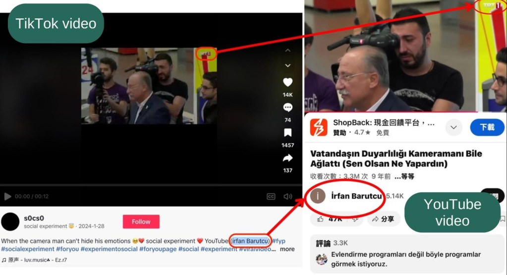 The TRT1 reality show was posted on YouTube nine years ago. The scene of the tearful cameraperson can be seen at 3:52.