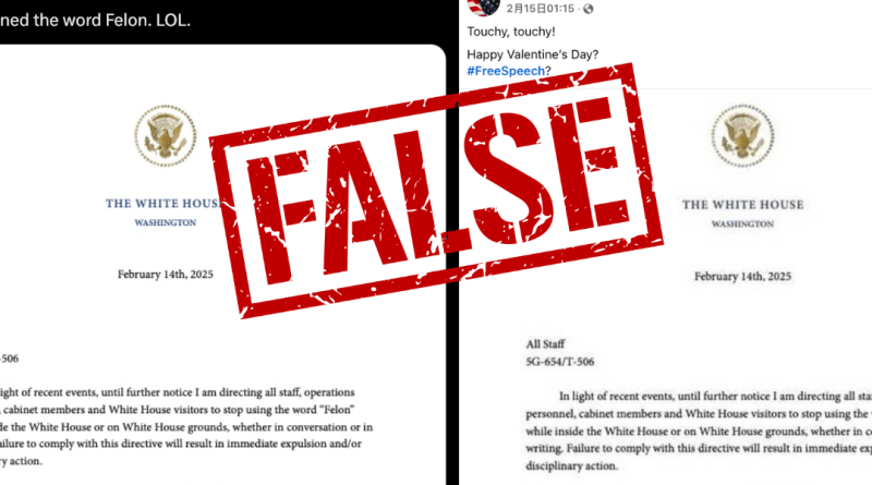 Cover photo showing the social media post claiming Trump banned "felon" in White House