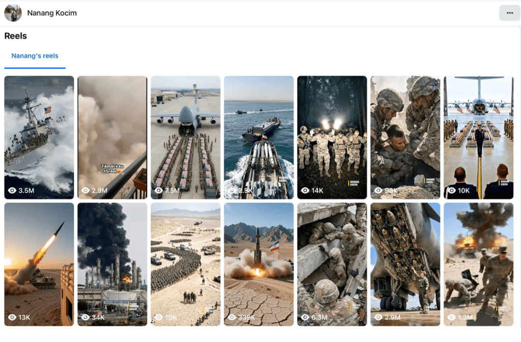 Other suspected AI-generated videos from the same page