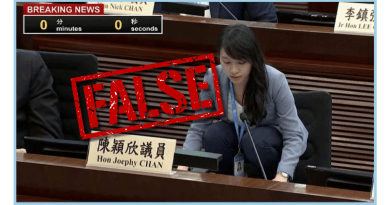 AI-generated image falsely shows Hong Kong lawmaker Joephy Chan crouching on desk