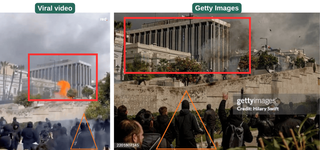 Comparing between the viral protest video on X and the Getty Images of 2025 