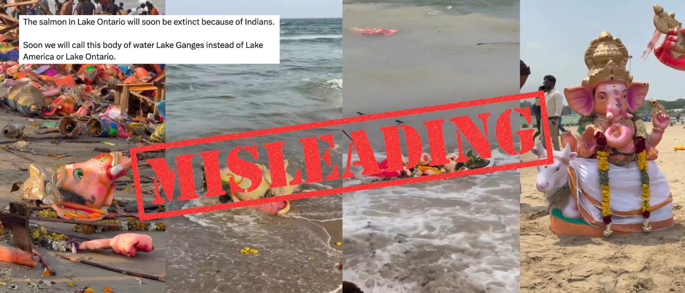 Misleading: Idol immersion video was filimed in India, not Lake Ontario; no threat to salmon