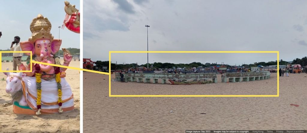 Comparison between the video posted on X and Google Maps Street View imagery of Silver Beach